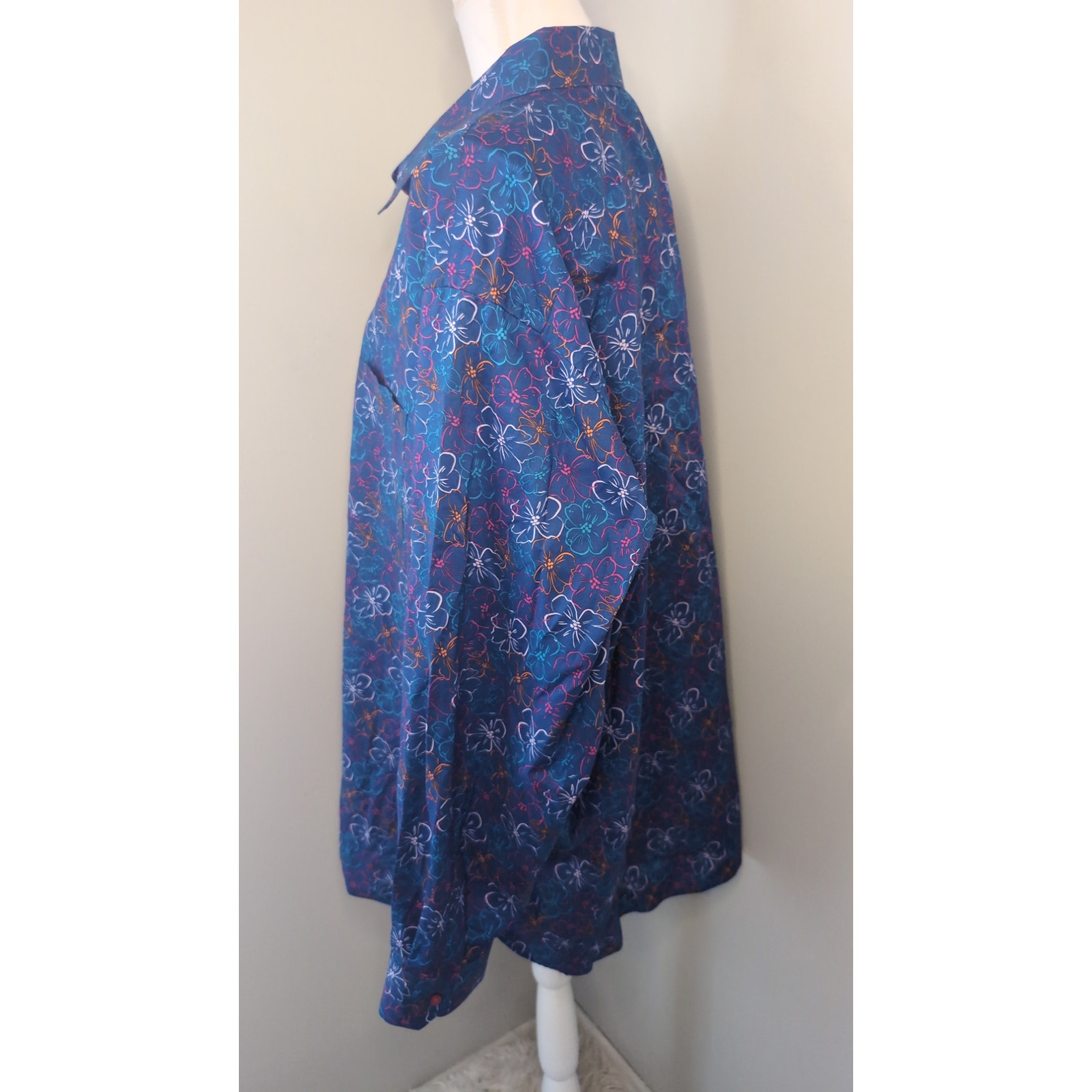 Paul Fredrick 3xl Floral Button Down Shirt Blue Pink Classic Fit Dress Shirt — image 3 of 7